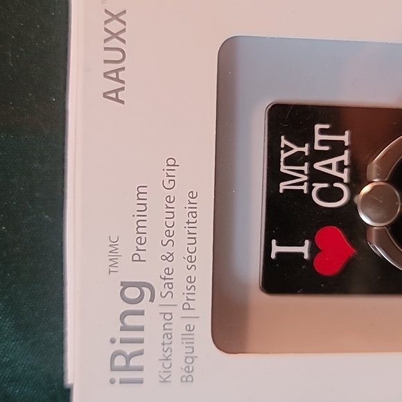 Brand NWT iRing Kickstand and hook support 2 in 1 black and silver New ❤️ my cat - Picture 5 of 12